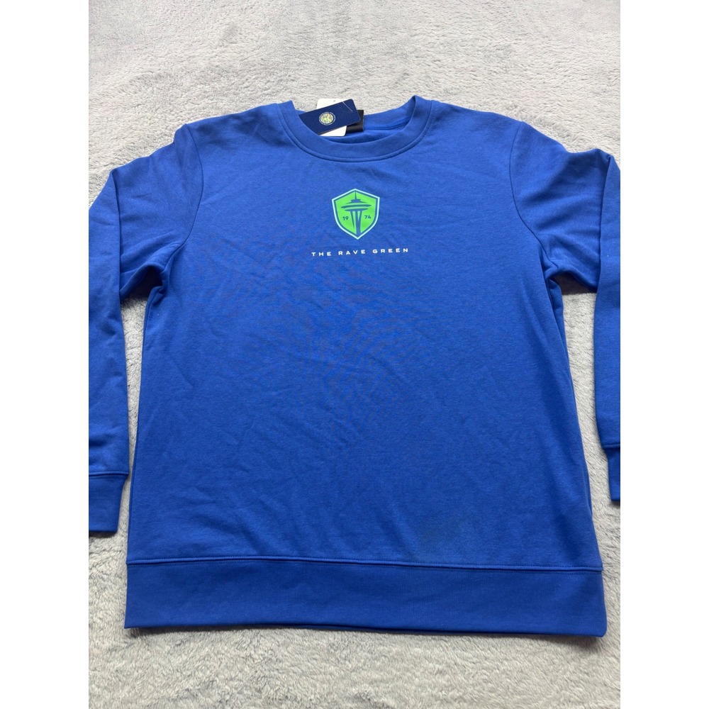 MLS‎ Seattle Sounders FC Mens Medium Blue The Rave Green Crewneck Sweatshirt NWT